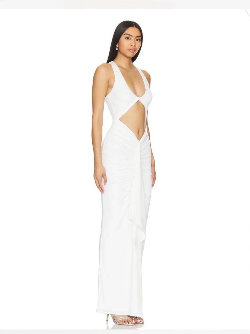 SUPERDOWN Amai Maxi Dress With Front Cut-Out And Draped Ruffles - Picture 4 of 9